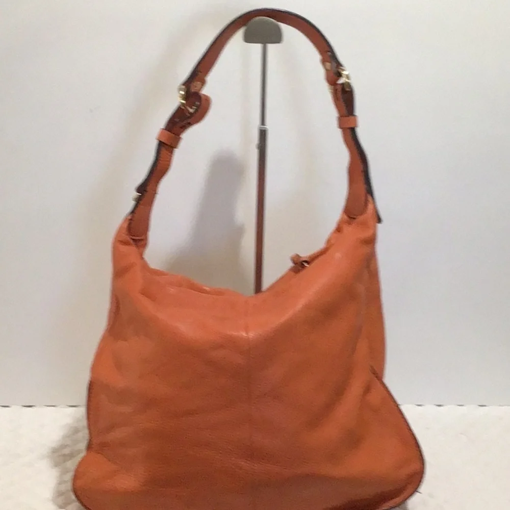 Francisco Biasia Leather shoulder bag gold accessories orange